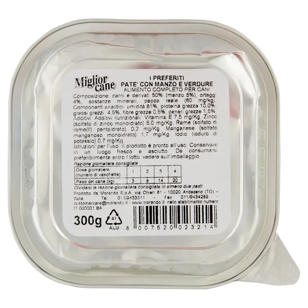 Miglior Cane I Preferiti Hrana Patè gustos cu Carne de Vita si Legume 300 g Bax 18 buc.